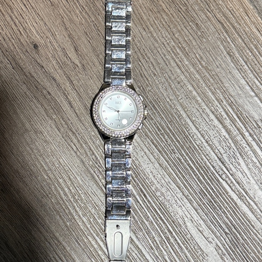 BKE Silver Watch with Crystal Accents